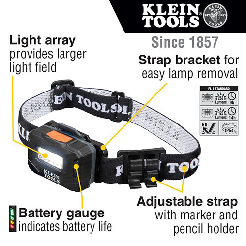 Photograph of Klein Tools Rechargeable Light Array Headlamp with Fabric Strap - 56049