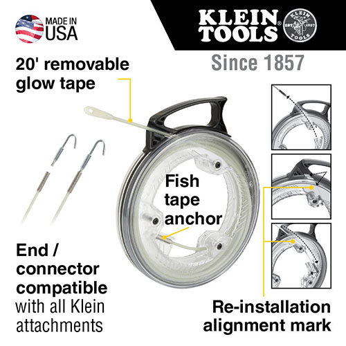 Photograph of Klein Tools 20&#39; Glow Fish Tape - 50550