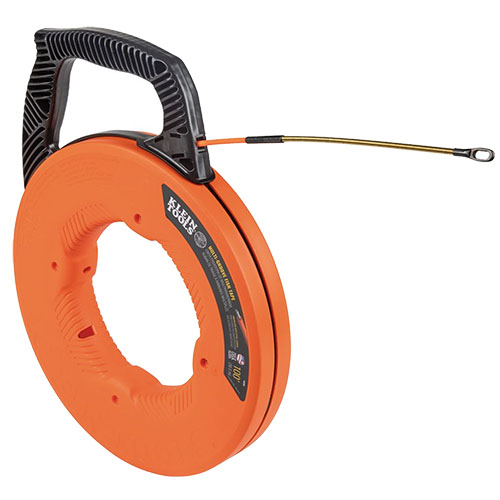  Klein Tools 100' Multi-Groove Fiberglass Fish Tape with Spiral Steel Leader - 56380