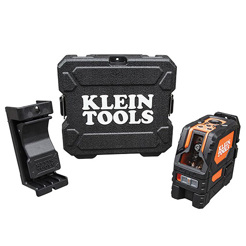 Photograph of Klein Tools Self-Leveling Red Cross-Line Level and Red Plumb Spot Laser Level - 93LCLS