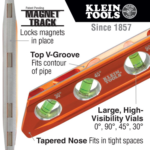 Photograph of Klein Tools Torpedo Billet Level, Rare Earth Magnet (935RB)