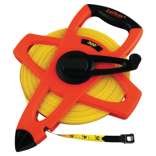 Lufkin Hi-Viz Orange Reel Fiberglass Tape 300 Feet x 1/2 Inch (182-FE300)