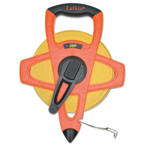 Lufkin Hi-Viz Orange Reel Fiberglass Tape 300 Feet x 1/2 Inch 1/10 Inch Graduation (182-FE300D)