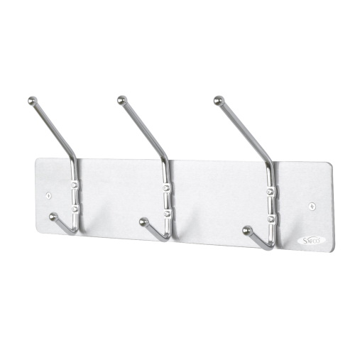  Safco Wall Rack Coat Hook, 3 Hook (Qty. 12), Chrome - 4161