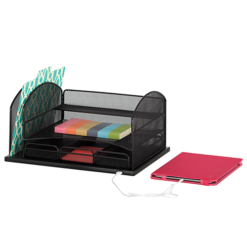  Safco Powered Onyx Organizer With 3 Drawers, Black - 3234BL