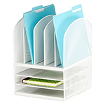 Safco Onyx Mesh Desk Organizer 3 Horizontal 5 Upright, White - 3266WH ET11400