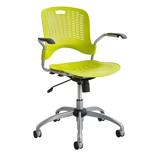 Photograph of the Safco Sassy Manager Swivel Chair - (3 Colors Available)  features a plastic seat and back, chrome frame and dual-wheel carpet casters.