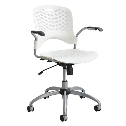 Photograph of the Safco Sassy Manager Swivel Chair - (3 Colors Available)  features a plastic seat and back, chrome frame and dual-wheel carpet casters.