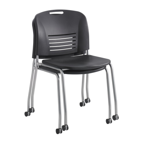 Photograph of the Safco Vy Straight Leg w/ Caster - 2 Pack - (Black) 4291