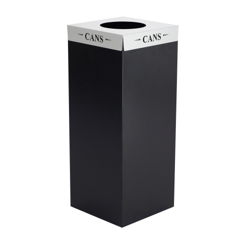 Photograph of the Safco Square-Fecta Lid is a waste basket lid, perfect for workspace use and laser-cut inscribed with &quot;Waste&quot; to separate recyclables.