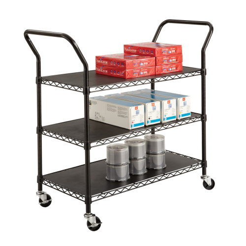 Photograph of the Safco Wire Utility Cart - 3 Shelves, Black - 5338BL 

