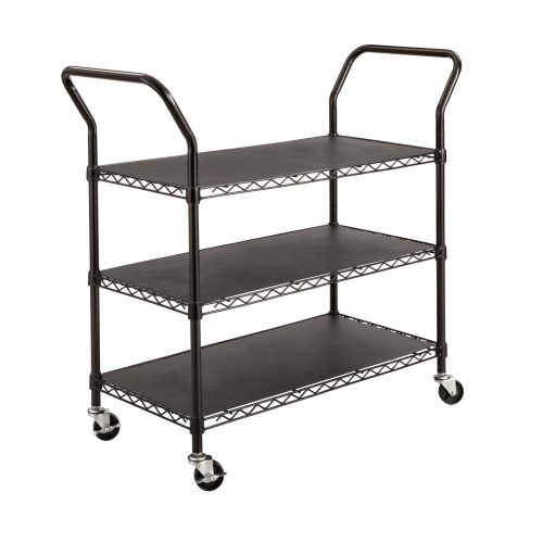 Photograph of the Safco Wire Utility Cart - 3 Shelves, Black - 5338BL
