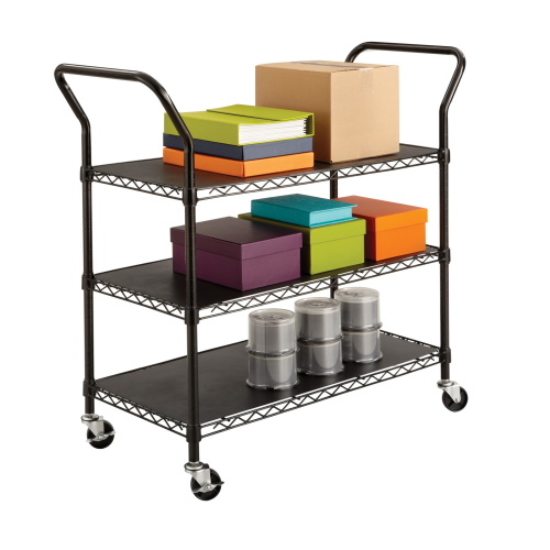  Safco Wire Utility Cart - 3 Shelves, Black - 5338BL