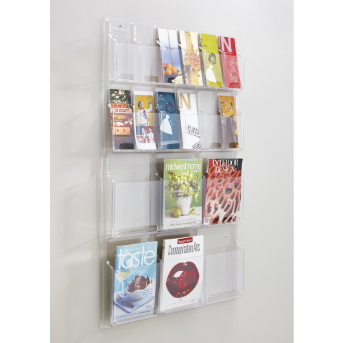  Safco Reveal 6 Magazine and 12 Pamphlet Display, Clear - 5600CL