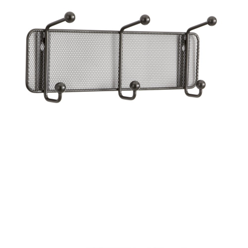 Photograph of the Safco Onyx Mesh Wall Rack 3 Hook - 6 Pack, Black - 6402BL 