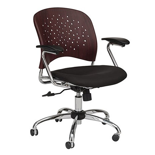 Photograph of Safco Reve Task Chair Round Plastic Wood Back - (Mahogany) 6809MH