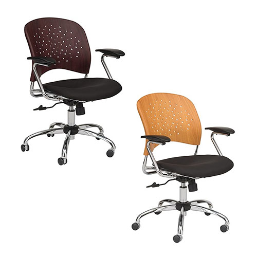  Safco Reve Task Chair Round Plastic Wood Back - (2 Colors Available) 6809
