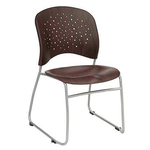 Photograph of Safco Reve Guest Chair Round Plastic Wood Back (Qty. 2) - (Mahogany) 6810MH 