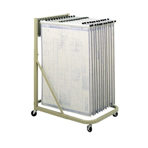 Safco Mobile Blueprint Stand Bundle with 6 Hanging Clamps - (5 Clamp Sizes Available)