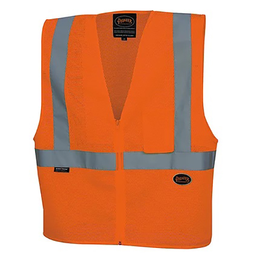  Pioneer Zip-Up Safety Vest, Hi-Vis Orange - Small to 4XL - V1060450U