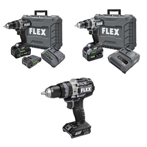 Flex Tools 24V 1/2" 2-Speed Hammer Drill Driver with Turbo Mode - (3 Options Available)