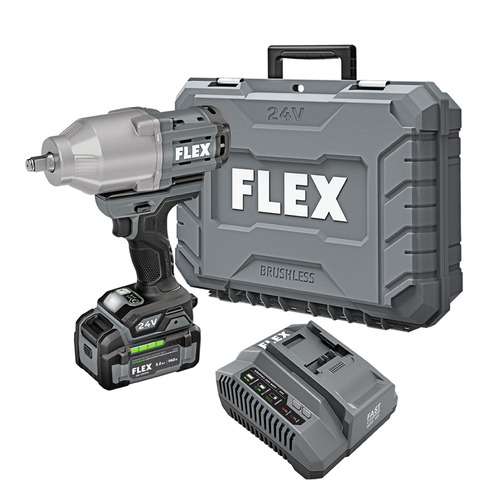 Flex Tools 24V 1/2" High Torque Impact Wrench Kit, w/ 1x5.0Ah Battery, 160W Charger - FX1471-1C