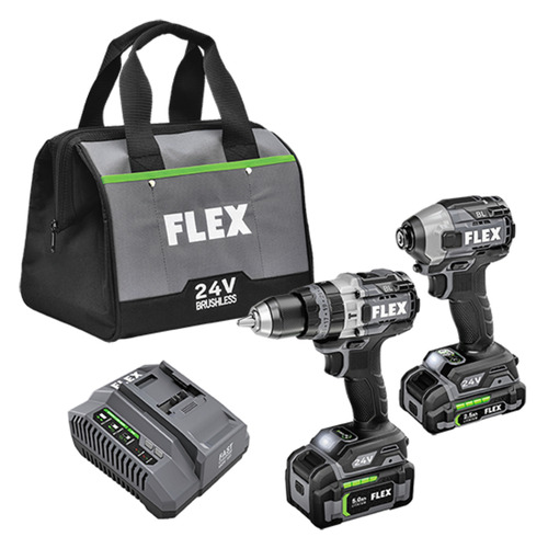  Flex Tools 2 Tool Combo Kit, Drill Driver w/ Turbo Mode and Quick Eject Impact Driver - FXM204-2B