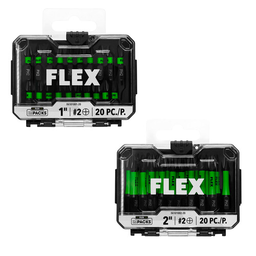  Flex Tools IMPACKS 20-Piece PH2 Impact Driver Bits - (2 Sizes Available)