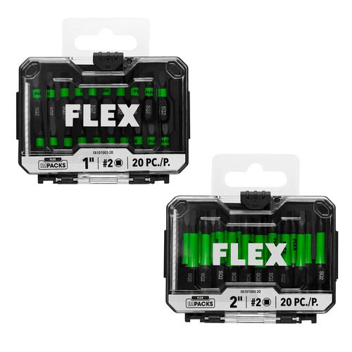  Flex Tools IMPACKS 20-Piece SQ2 Impact Driver Bits - (2 Sizes Available)