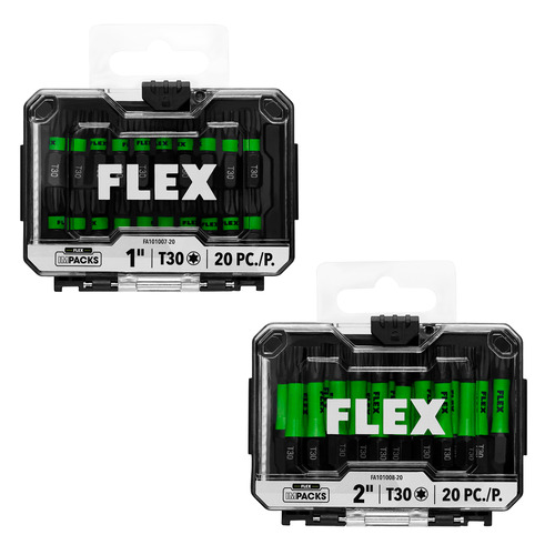 Flex Tools IMPACKS 20-Piece T30 Impact Driver Bits - (2 Sizes Available)