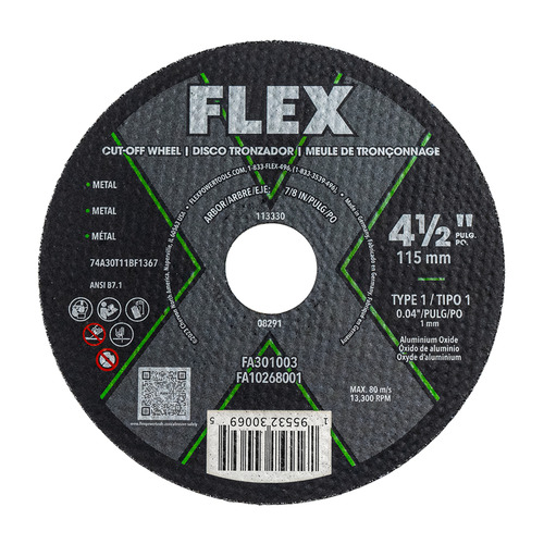  Flex Tools 4.5" x 0.04" x 7/8" Cut-Off Wheel Type 1 - FA301003
