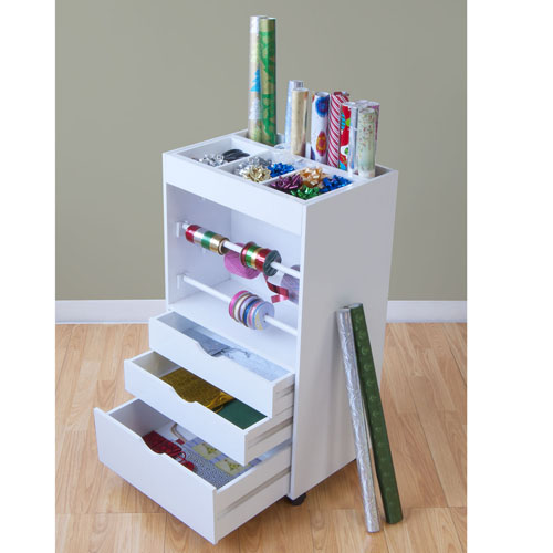 Studio Designs Gift Wrap/Craft Supply Storage Cart In White - 13260