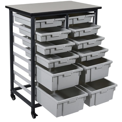 Luxor MBS-DR-8L Double Row Mobile Bin Storage Unit with 8 Large Bins