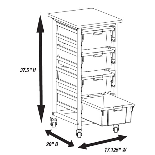 Luxor MBS-DR-8L Double Row Mobile Bin Storage Unit with 8 Large Bins