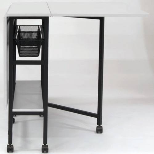 Studio Designs 13377-Charcoal/White - Sew Ready Mobile Fabric Cutting Table with Storage