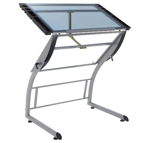 Studio Designs 10089-Silver/Blue Glass - 35 x 23.5 Triflex Drawing Table