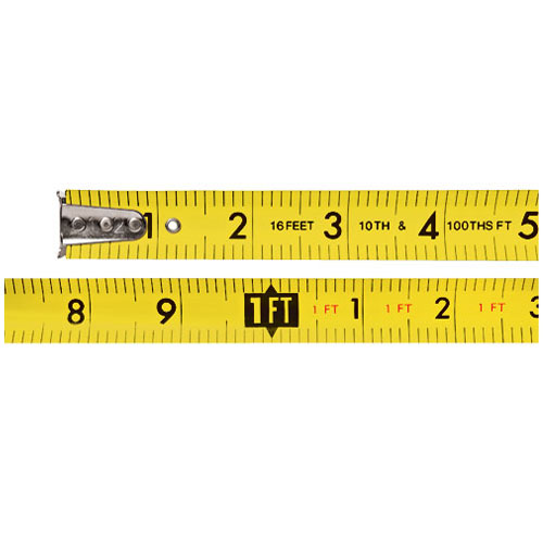 Keson 25ft Economy Series Short Tape Feet, Inches, 10ths, 100ths PG2510 EngineerSupply