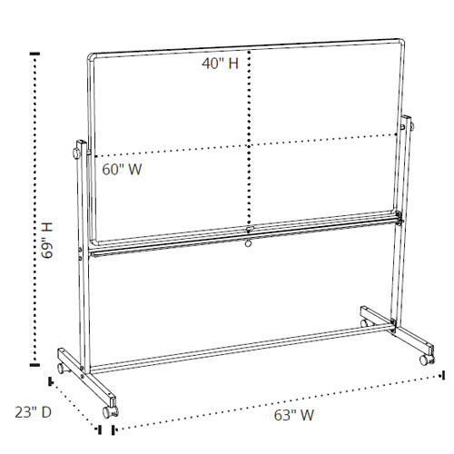 Luxor 72 x 40 Wall-Mounted Magnetic Ghost Grid Whiteboard