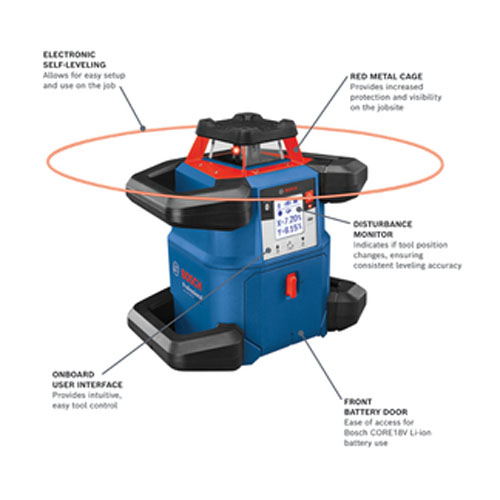 Bosch 18V REVOLVE4000 Horizontal Rotary Laser with CORE18V 4.0 Ah Compact Battery