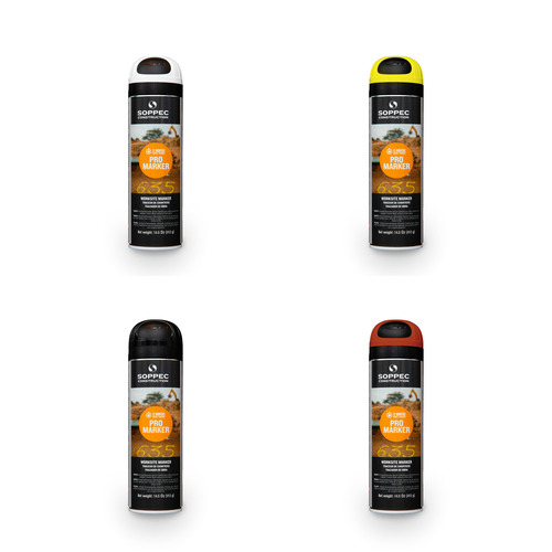  Soppec ProMarker Inverted Worksite Non-Fluorescent Marking Paints with Locking Cap (Case of 12 Cans) - (4 Colors Available)